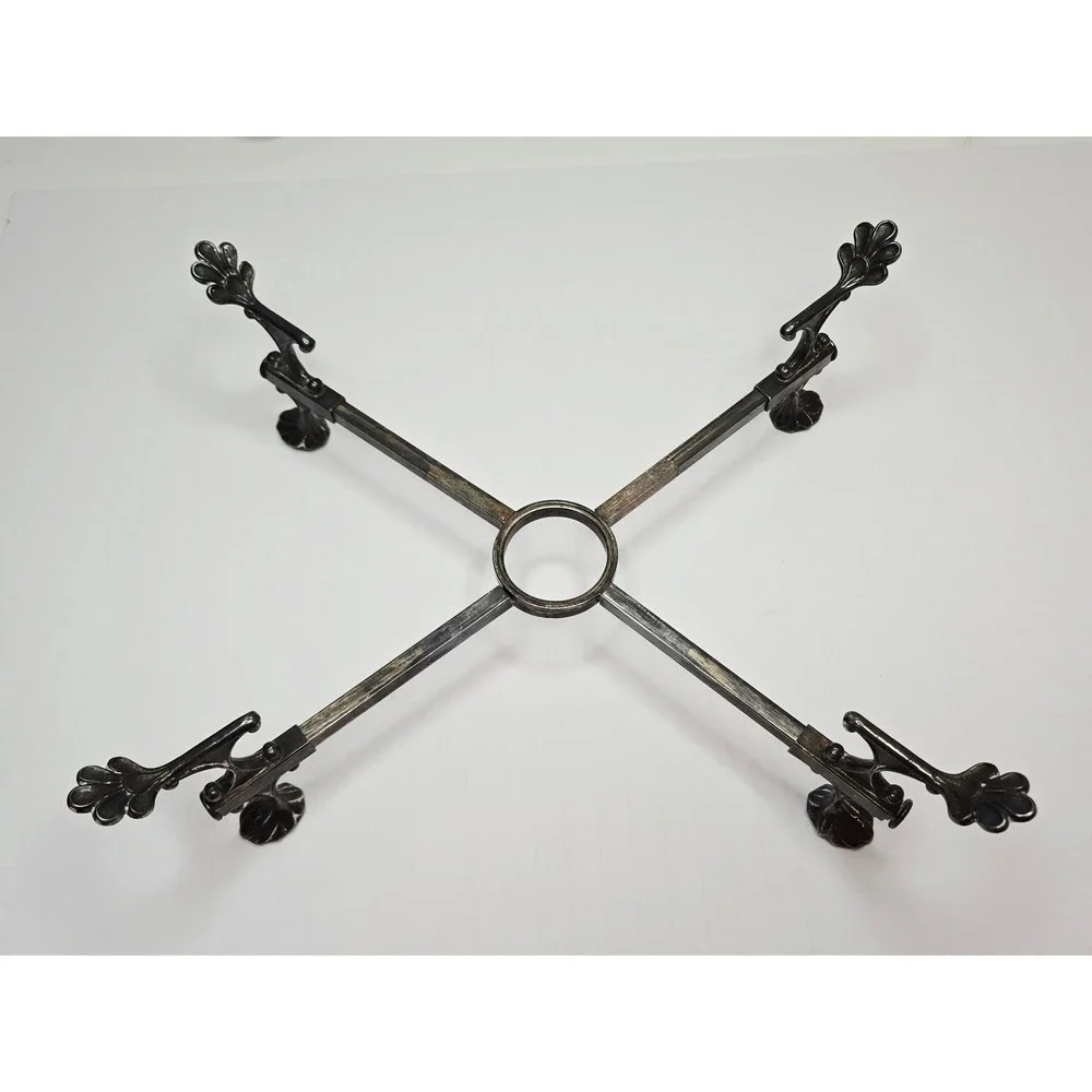 Vintage Silver Plated Adjustable Trivet Ornate Shell Footed Expandable Hot Plate